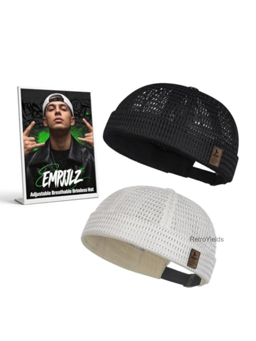 2 Pack Brimless Mesh Hats Adjustable Summer Caps Cooling Beanie Lightweight
